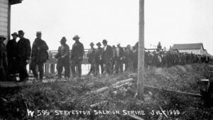 Steveston Salmon Strike, July 1900 Henry Joseph Woodside / Library and Archives Canada / PA-017207